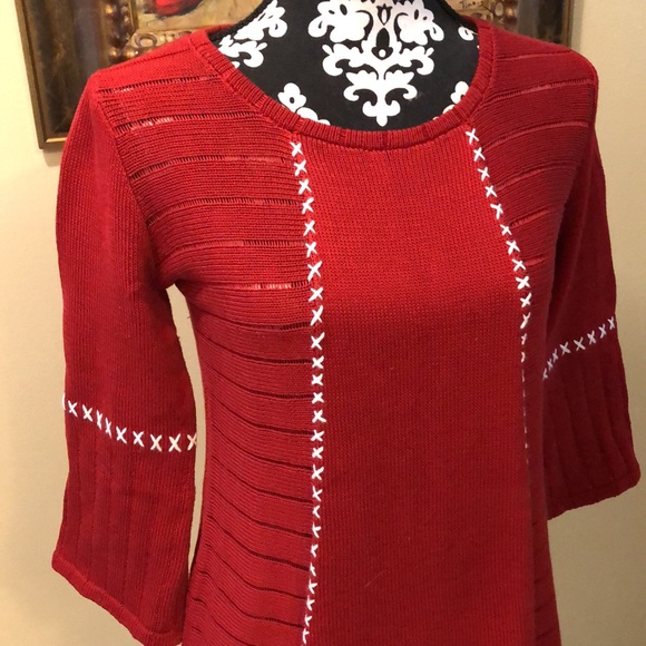 ❤️Elaris Bell long sleeve cross stitched detail soft stretchy sweater - Picture 2 of 12